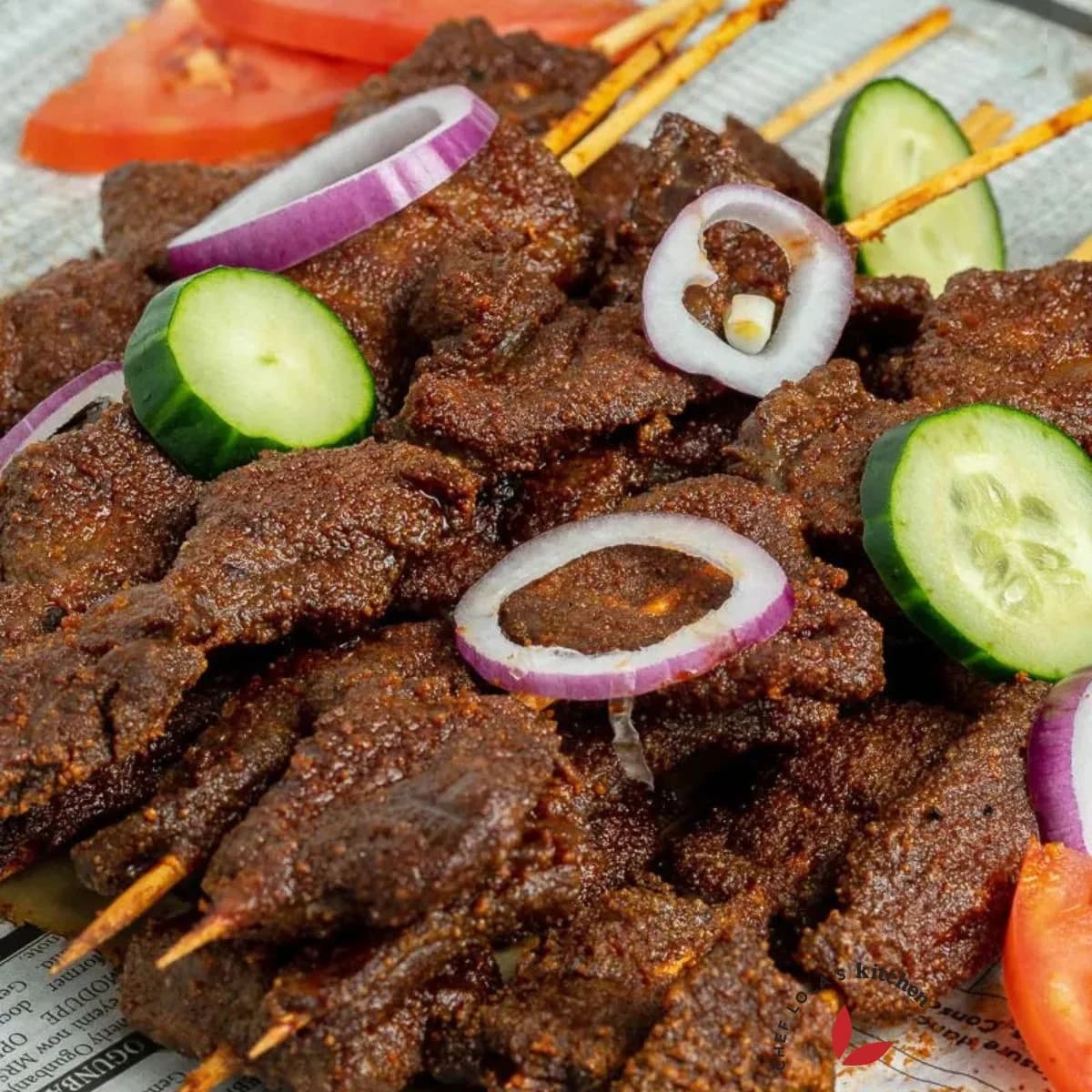 Authentic Nigerian suya skewers with spicy yaji seasoning and grilled beef